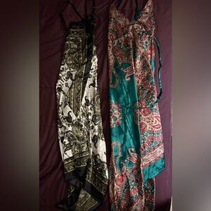 Chinese v neck silk dress